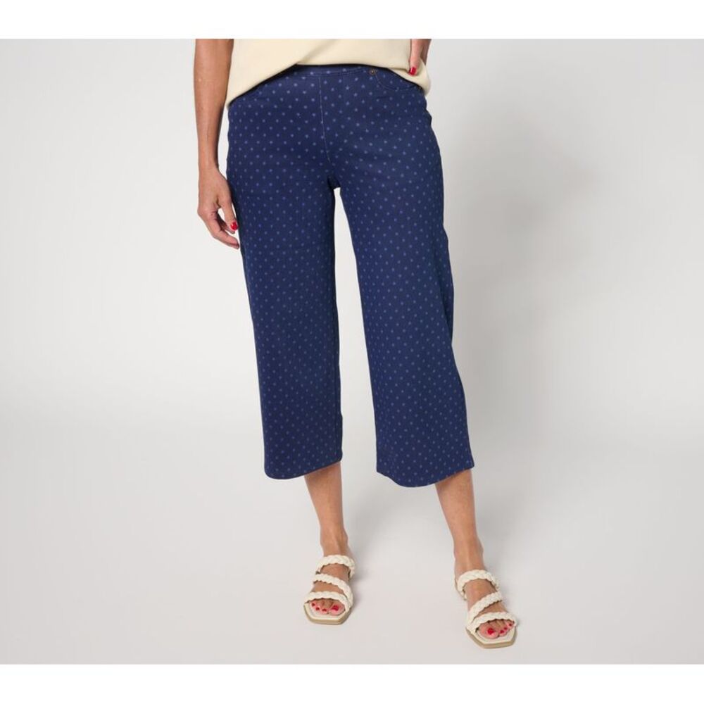 Wacoal Women's Pants Sz XL Denim & Co. Comfy Knit Air Star Print Blue A693714